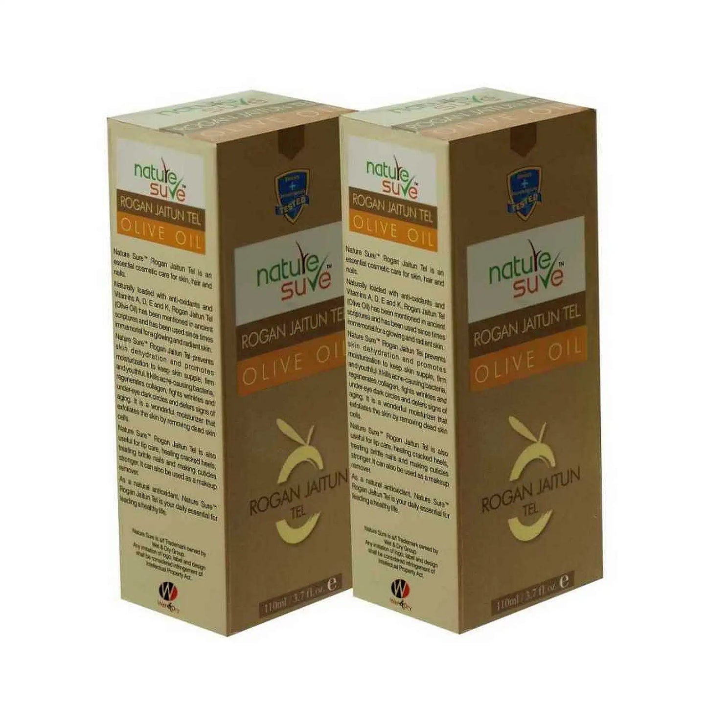 Nature Sure Rogan Jaitun Zaitoon Jaitoon Olea Olive Oil for Skin, Hair and Nail Care - 2x110ml Pack