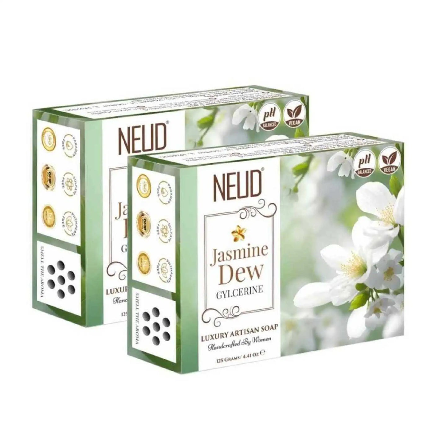 NEUD Jasmine Dew Glycerine Handmade Soap 2x125g - Luxury Artisan pH-Balanced