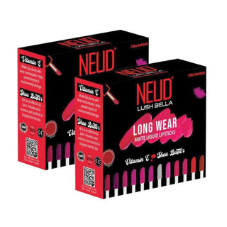 NEUD Lush Bella Matte Liquid Lipsticks 2 Packs – 12 Shades, Transfer-Proof and Waterproof