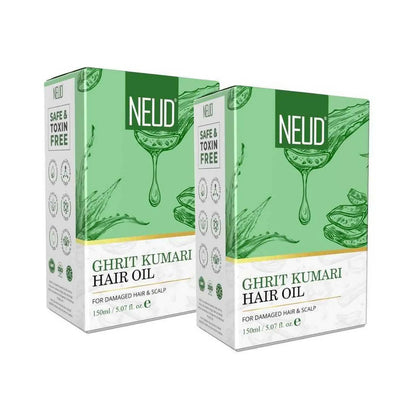 NEUD Ghrit Kumari Aloe Vera Hair Oil for Men and Women - 2 Packs, 150ml Each