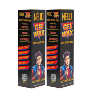 NEUD Styling Hair Gel Wax With Comb Infused with Hibiscus, Brahmi and Lemongrass - 2x250ml Pack
