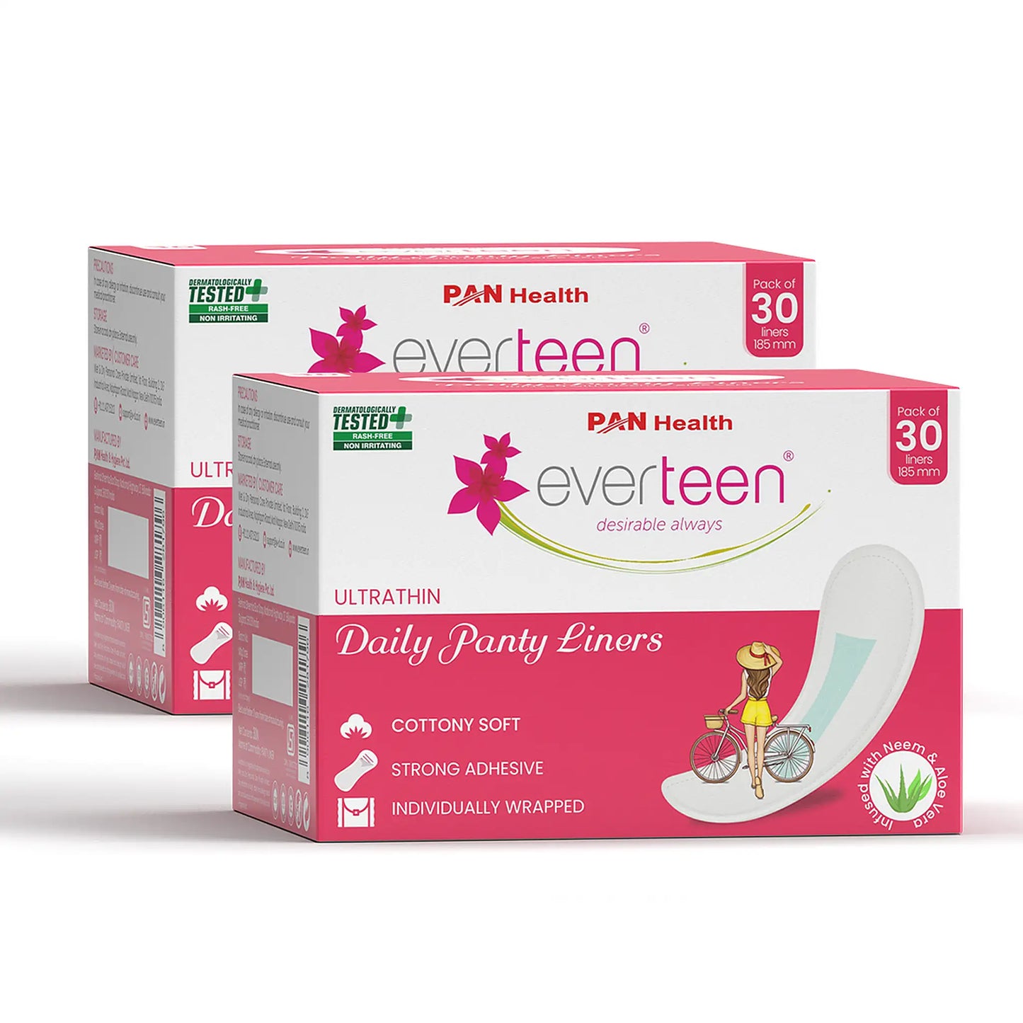 everteen Daily Panty Liners Infused with Neem and Aloe Vera - 2x30 Pack