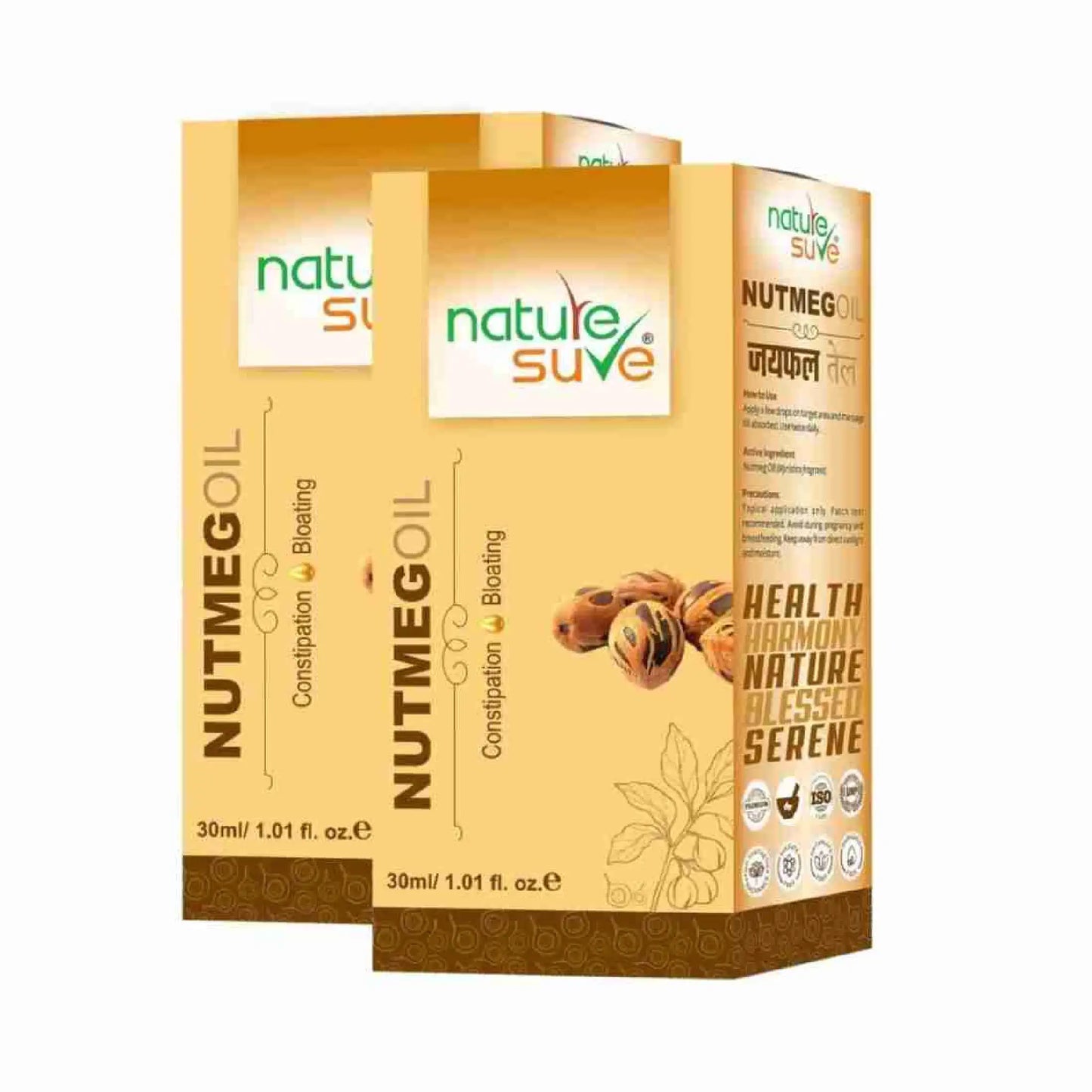 Nature Sure Nutmeg Jaiphal Oil 2x30ml - Massage Oil For Gut Health