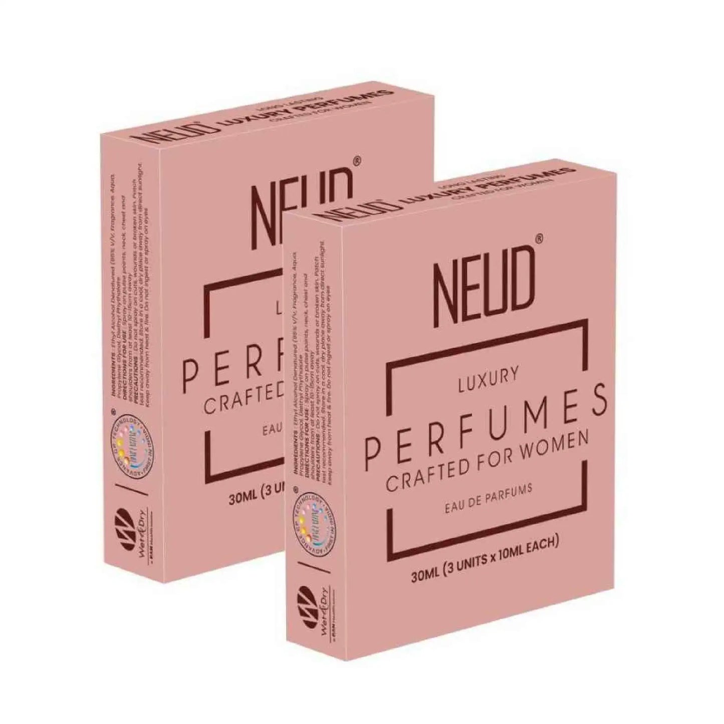 NEUD Luxury Pocket Perfume Gift Set for Women - 2 Sets, 3x10ml Each - Long Lasting Eau de Parfum