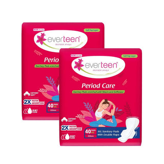 everteen Period Care Soft XXL Sanitary Pads with Neem and Safflower - 2 Packs, 40 Pads Each