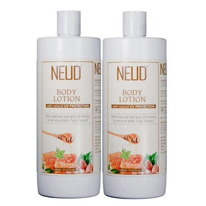 NEUD Body Lotion with Natural Extracts of Honey, Almond and Tulsi for Men and Women - 2x400ml Pack
