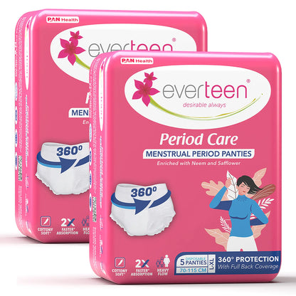 everteen Period Care Disposable Period Panties L-XL – 2 Packs, 5 Panties Each