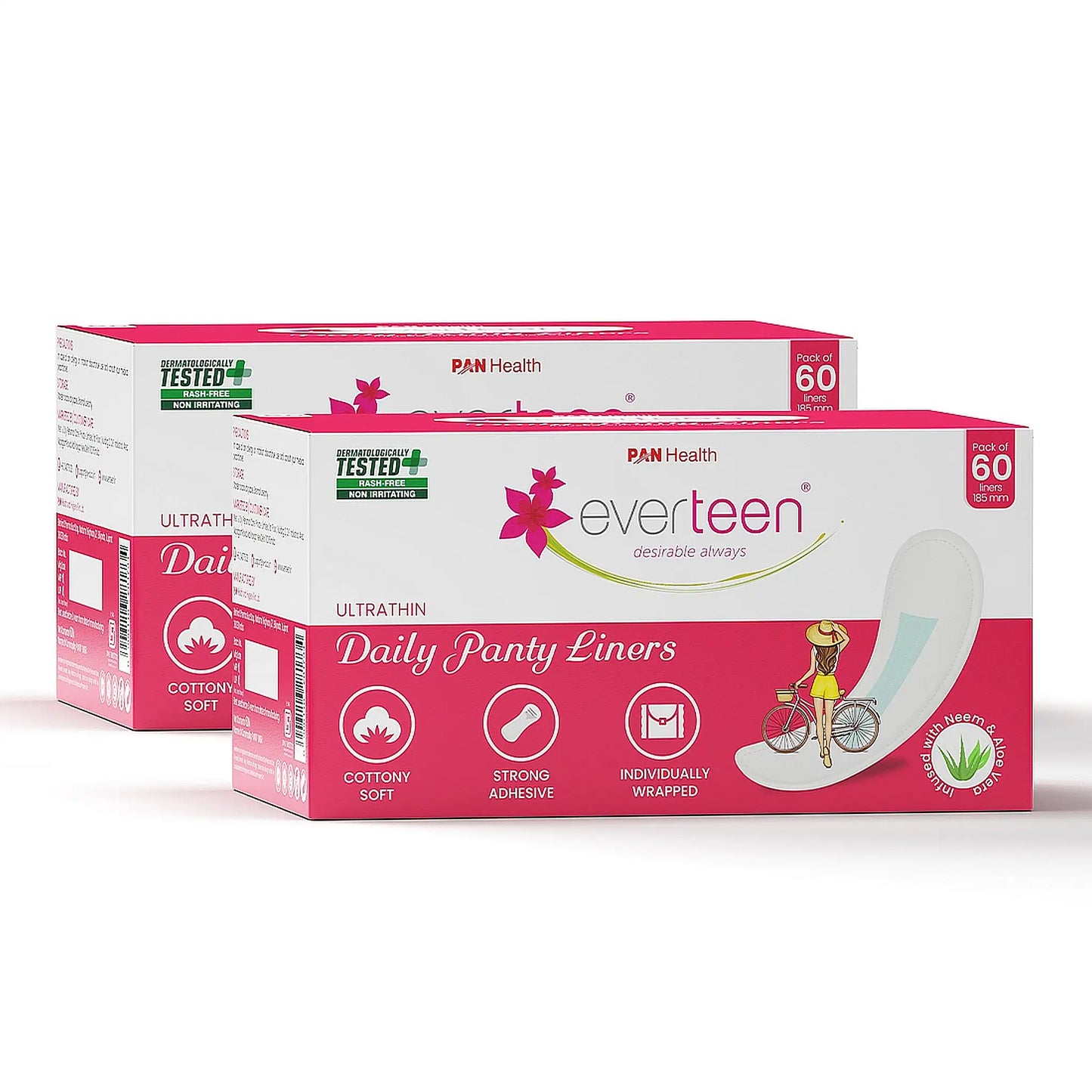 everteen Panty Liners Infused With Neem and Aloe Vera - 2x60 Pack