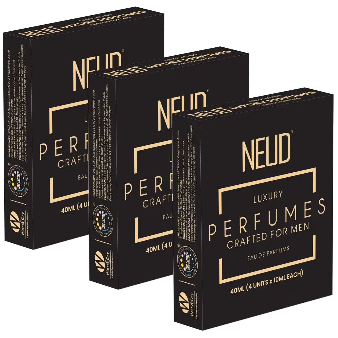 Buy 3 Packs NEUD Luxury Pocket Perfumes 4x10ml Gift Set for Men - Long Lasting Eau de Parfum - everteen-neud.com