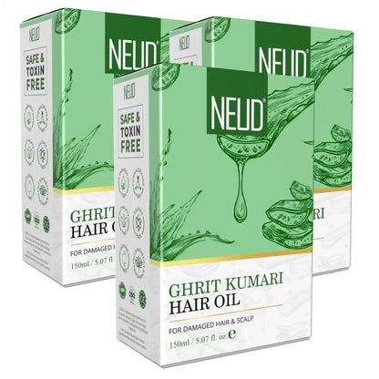 Buy 3 Packs NEUD Premium Ghrit Kumari Aloe Vera Hair Oil 150ml for Men and Women - everteen-neud.com