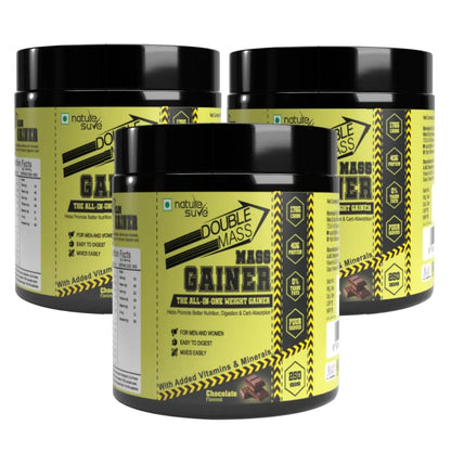 Buy 3 Packs Nature Sure Double Mass Chocolate Flavored Mass Gainer with Whey Protein and Enzymes, Free Scoop Inside - everteen-neud.com