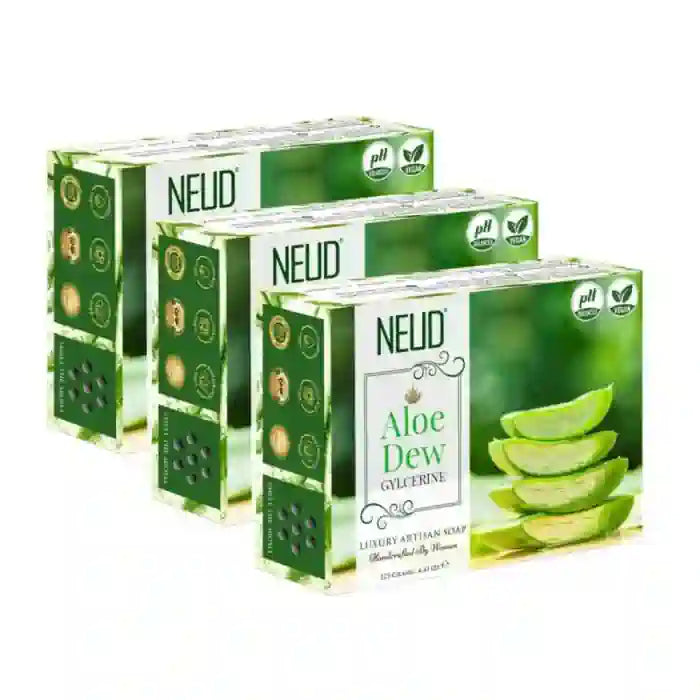 Buy 3 Packs NEUD Aloe Dew Glycerine Luxury Artisan pH-Balanced Handmade Soap 125g Each - everteen-neud.com
