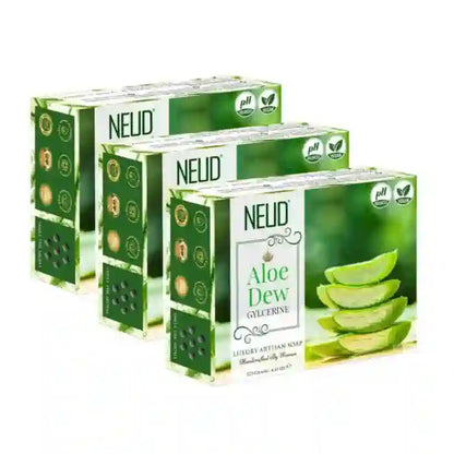 Buy 3 Packs NEUD Aloe Dew Glycerine Luxury Artisan pH-Balanced Handmade Soap 125g Each - everteen-neud.com