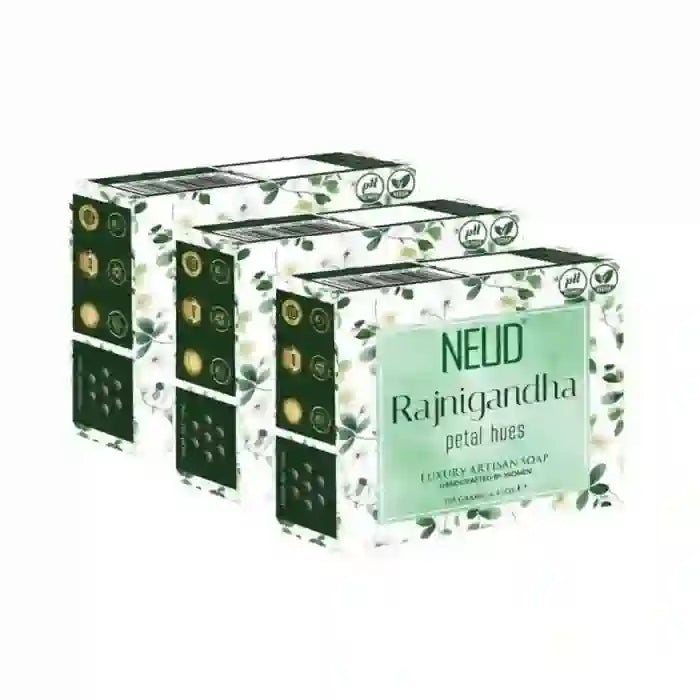 Buy 3 Packs NEUD Rajnigandha Petal Hues Luxury Artisan pH Balanced Vegan Handmade Soap 125g Each With Tuberose - everteen-neud.com