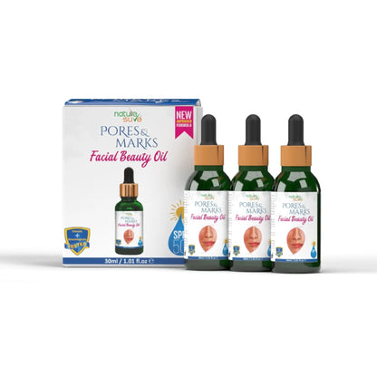 Nature Sure Pores and Marks Face Oil 3x30ml – SPF 50 with Aloe Vera and Argan Oil