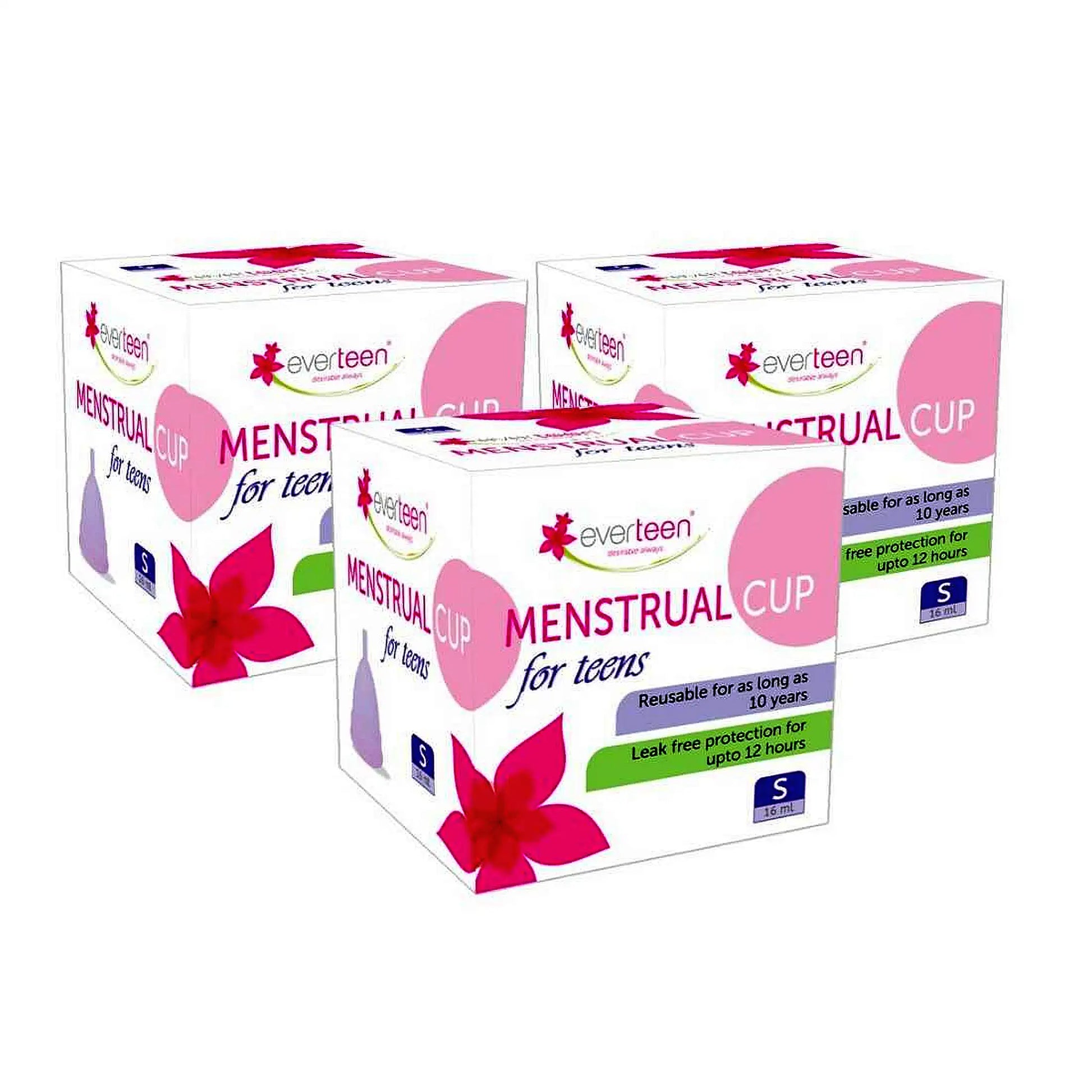 everteen Small Menstrual Cup for Periods in Women - 3 Packs (16ml Capacity)