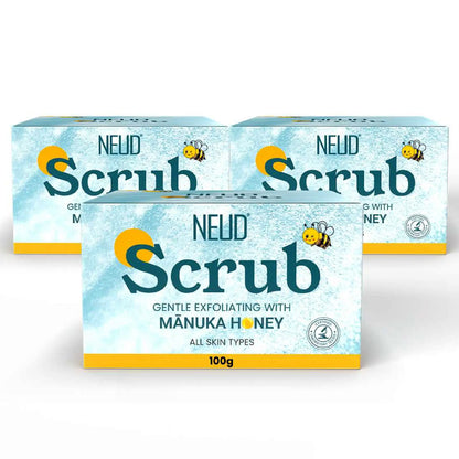 NEUD Manuka Honey Scrub 3x100g – Kojic Acid, Alpha Arbutin and Manuka Honey