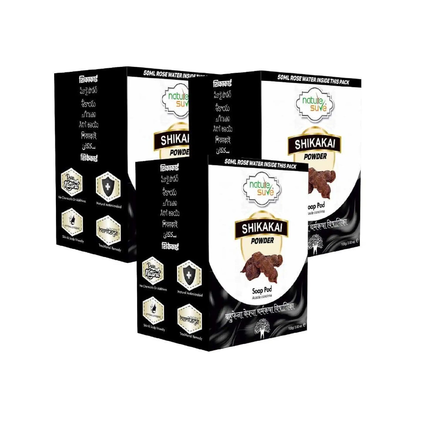 Nature Sure Shikakai Powder - 3x100g Pack