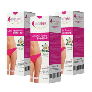 everteen Natural Bikini Line Hair Remover Cream 3x100g – Chamomile Formula for Sensitive Skin