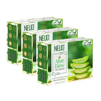 NEUD Aloe Dew Glycerine Luxury Handmade Soap 3x125g - Artisan, pH-Balanced, Vegan