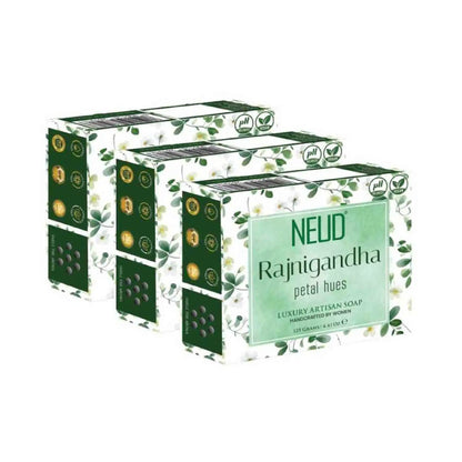 NEUD Rajnigandha Petal Hues Luxury Handmade Soap With Tuberose 3x125g - Artisan, pH Balanced, Vegan