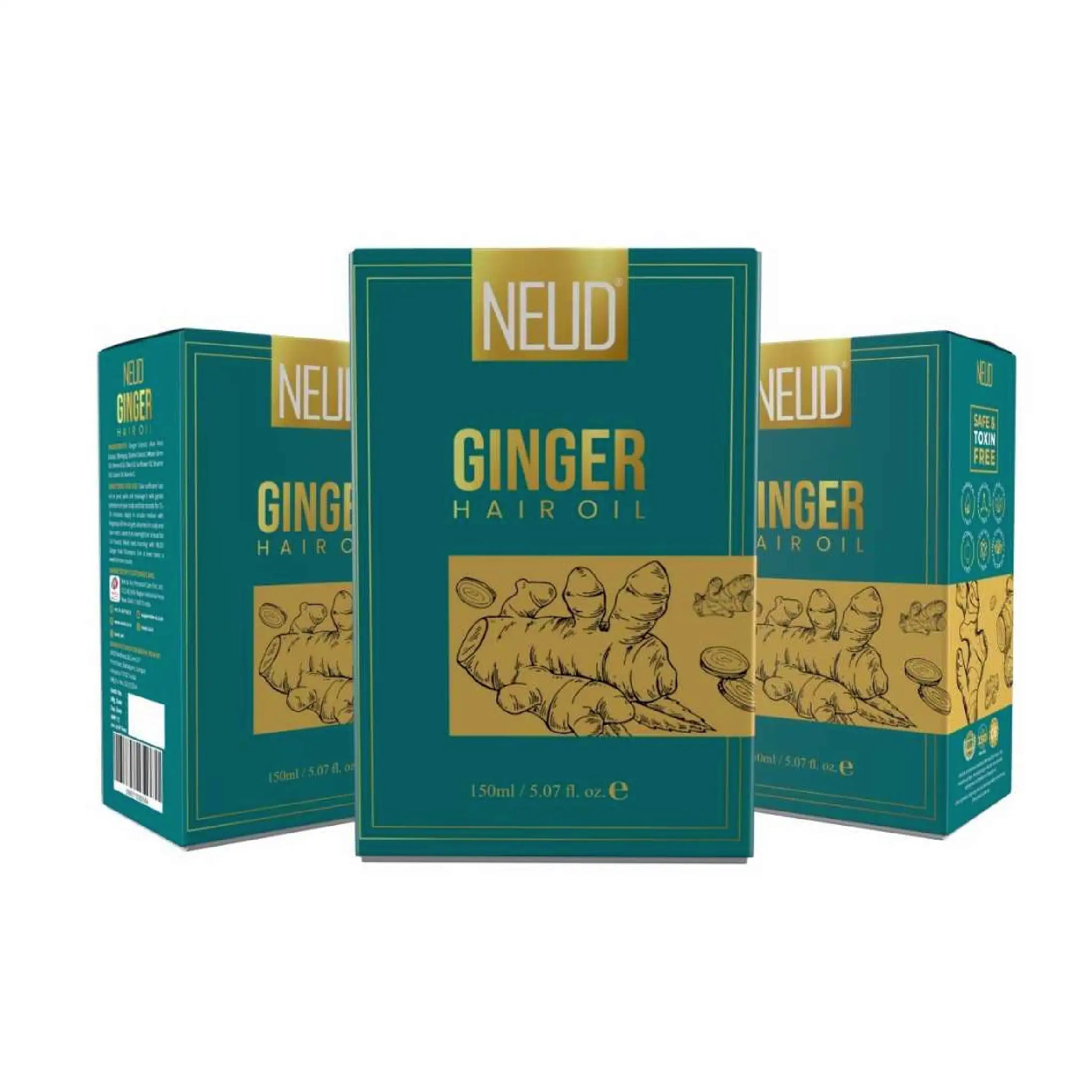 NEUD Ginger Hair Oil 3x150ml – Natural Hair Color Support with Zinc, Phosphorus and Vitamin C