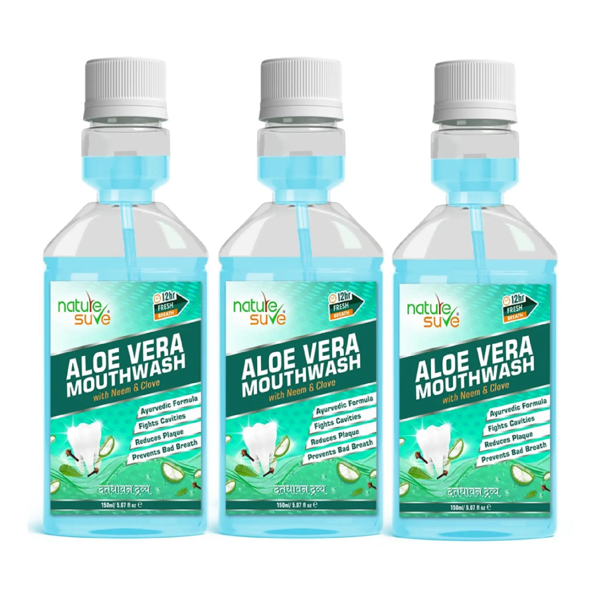 Nature Sure Aloe Vera Mouthwash 3x150ml – Neem, Clove and Aloe Vera Oral Care