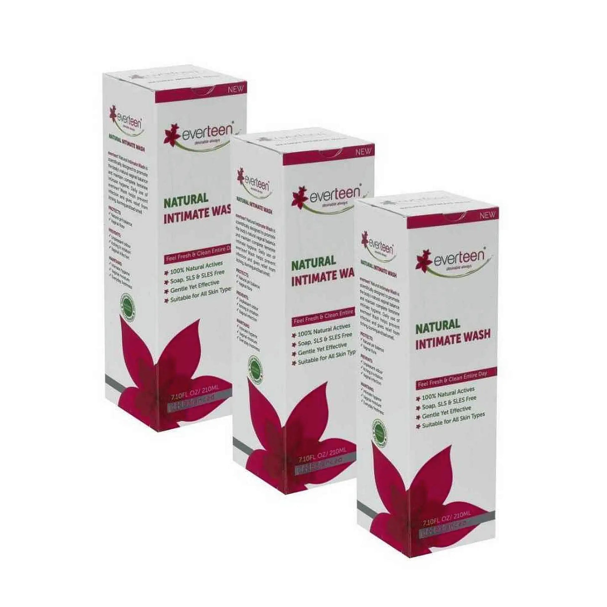 everteen Natural Intimate Wash for Feminine Hygiene in Women - 3x210ml Pack