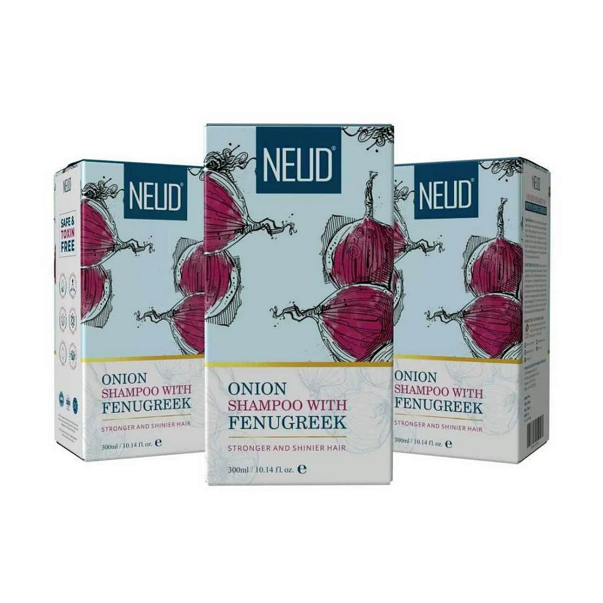NEUD Onion Hair Shampoo with Fenugreek - 3 Packs, 300ml Each