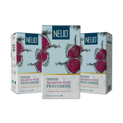 NEUD Onion Hair Shampoo with Fenugreek - 3 Packs, 300ml Each