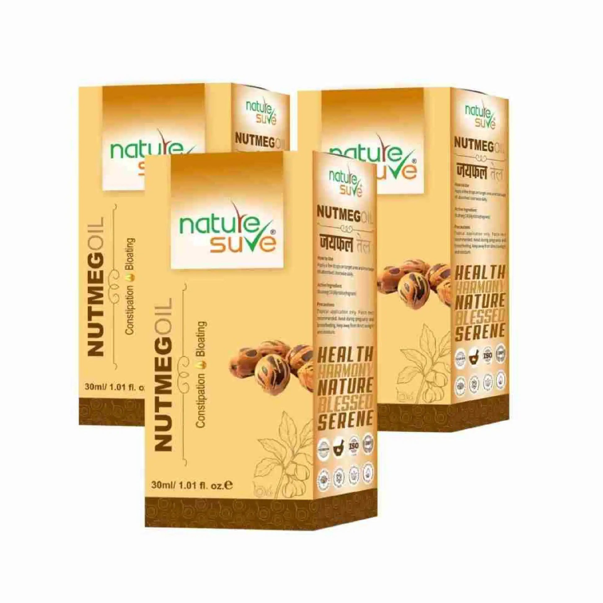 Nature Sure Nutmeg Jaiphal Oil 3x30ml – Ayurvedic Digestive Massage Oil