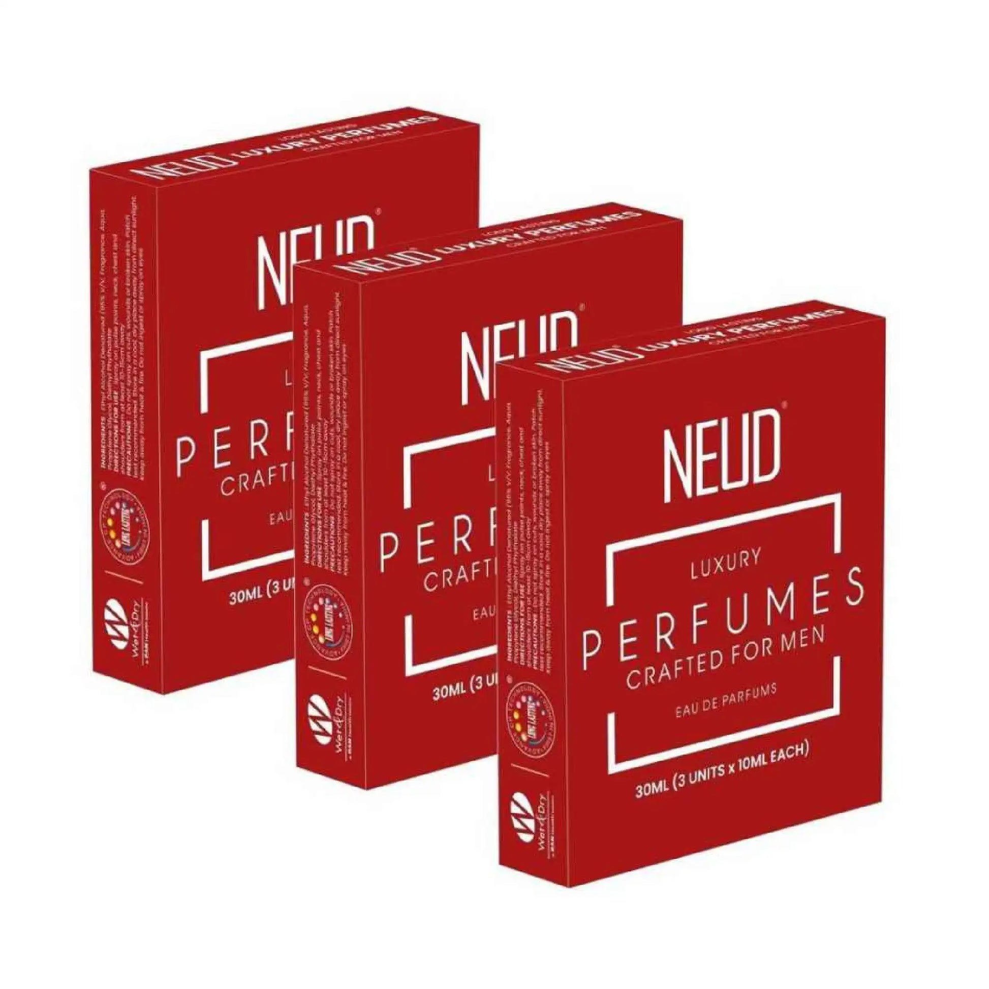 NEUD Luxury Pocket Perfume Gift Set for Men - 3 Sets, 3x10ml Each - Long Lasting Eau de Parfum