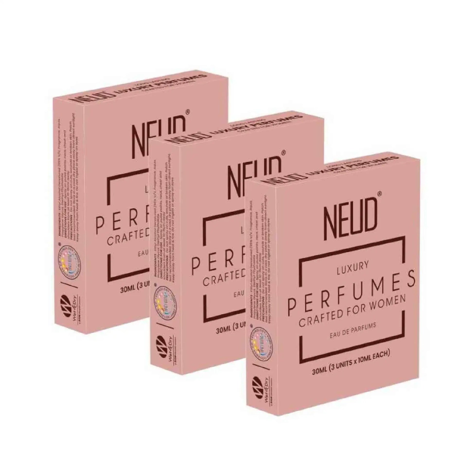 NEUD Luxury Pocket Perfume Gift Set for Women - 3 Sets, 3x10ml Each - Long Lasting Eau de Parfum