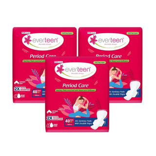 everteen Period Care Soft XXL Sanitary Pads with Neem and Safflower - 3 Packs, 40 Pads Each