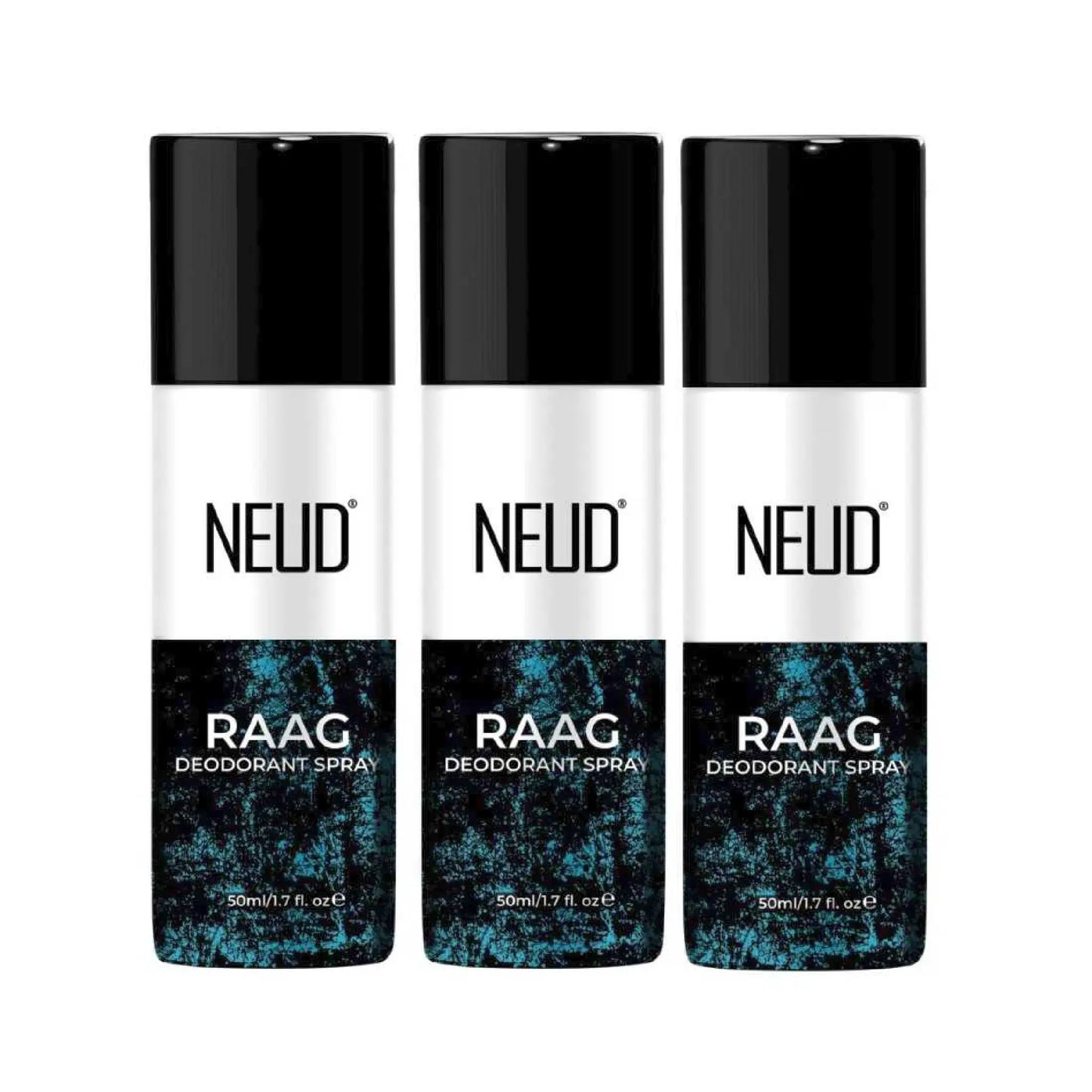 NEUD RAAG Unisex Deodorant Perfumed Body Spray for 24-Hour Odor Protection - 3x50ml Pack 