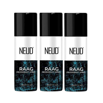 NEUD RAAG Unisex Deodorant Perfumed Body Spray for 24-Hour Odor Protection - 3x50ml Pack 