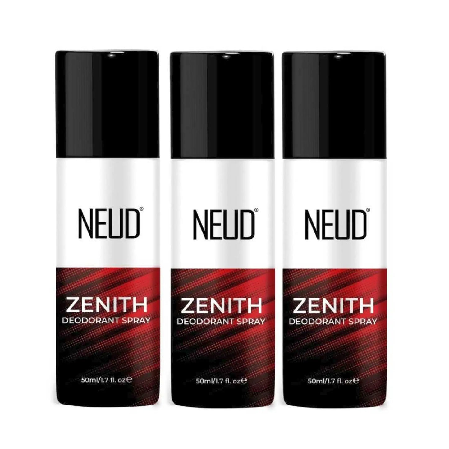 NEUD ZENITH Unisex Deodorant Perfumed Body Spray For 24-Hour Odor Protection - 3x50ml Pack