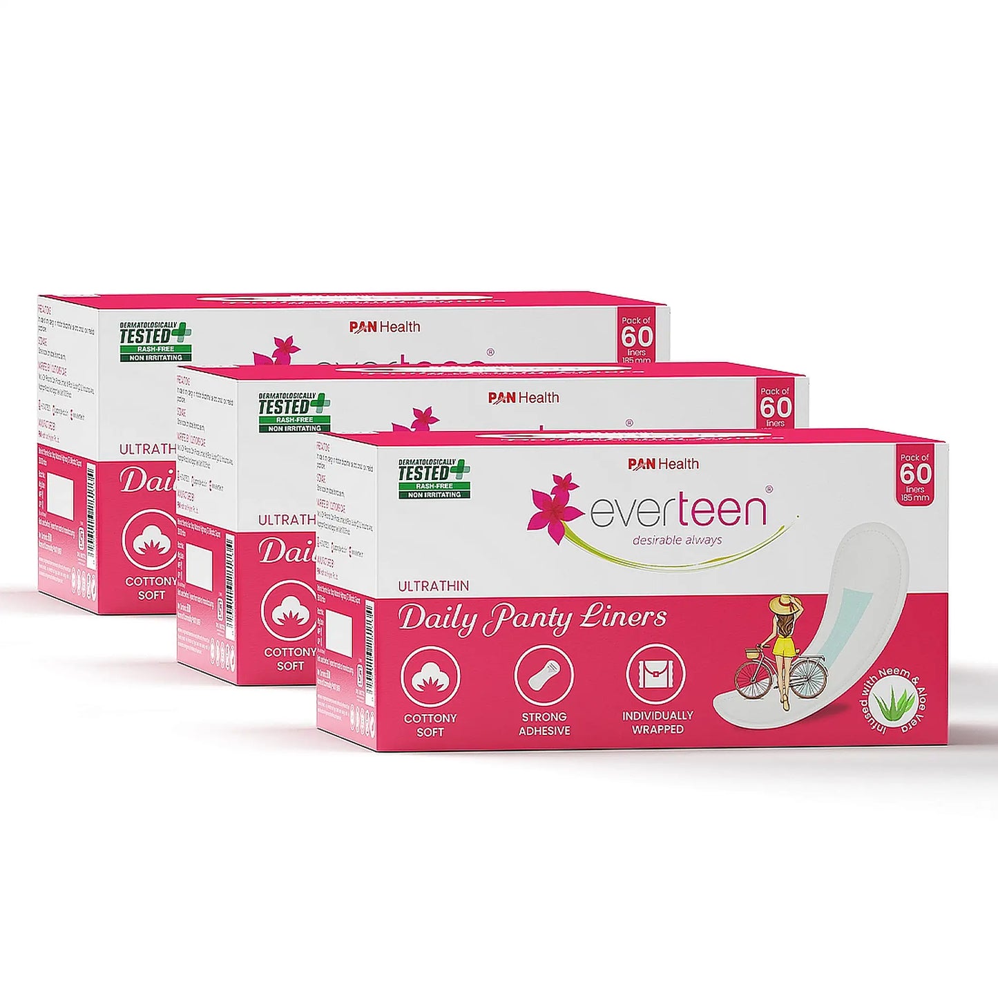 everteen Panty Liners Infused With Neem and Aloe Vera - 3x60 Pack