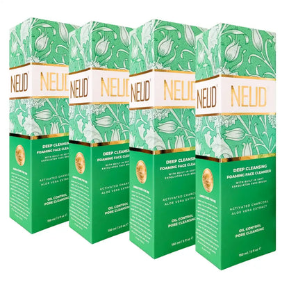 Buy 4 Packs NEUD Deep Cleansing Foaming Face Cleanser 150ml With Activated Charcoal, Aloe Vera and Peppermint - everteen-neud.com