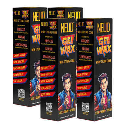 Buy 4 Packs NEUD Styling Hair Gel Wax 250ml with Comb Infused with Hibiscus, Brahmi and Lemongrass - everteen-neud.com