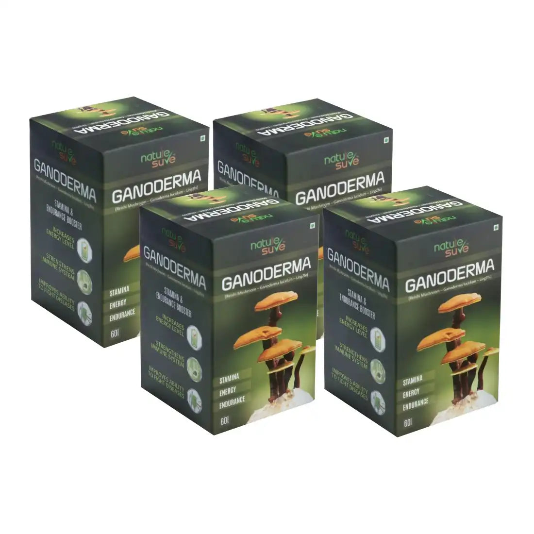 Buy 4 Packs Nature Sure Ganoderma LingZhi Reishi Mushroom 60 Capsules for Stamina, Endurance and Longevity - everteen-neud.com