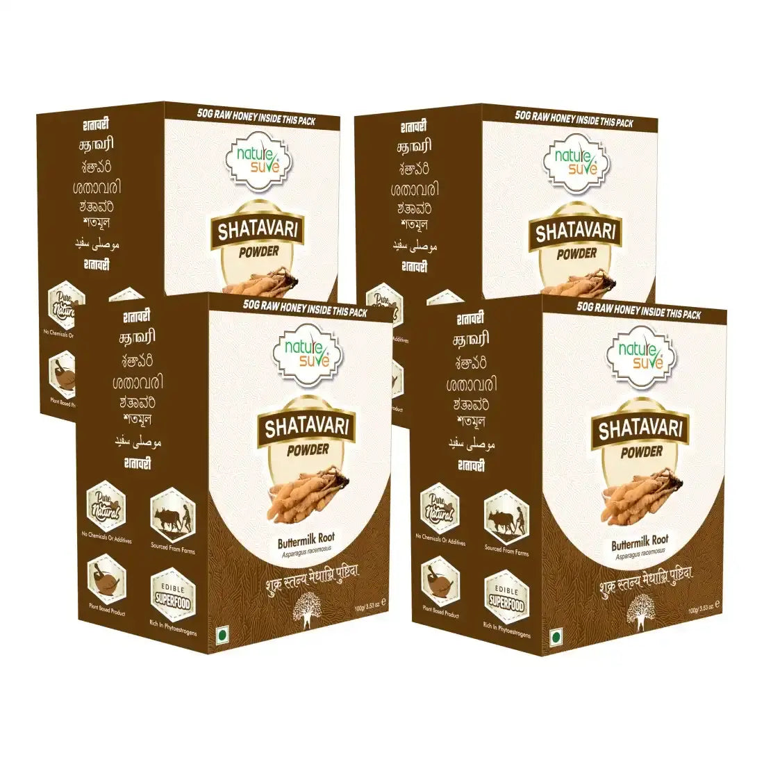 Buy 4 Packs Nature Sure Shatavari Asparagus Powder 100g with Raw Honey 50g From Brand Store - everteen-neud.com