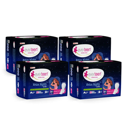 Buy 4 Packs everteen XXL Relax Nights Ultra 40 Sanitary Pads with Neem and Safflower - everteen-neud.com