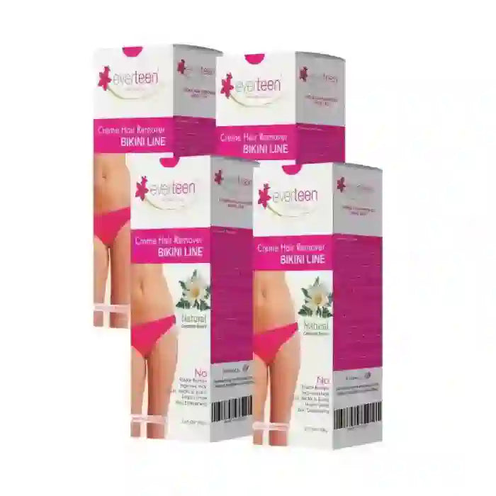 Buy 4 Packs everteen Natural Hair Remover Cream 100g Each with Chamomile for Bikini Line and Underarms in Women - everteen-neud.com