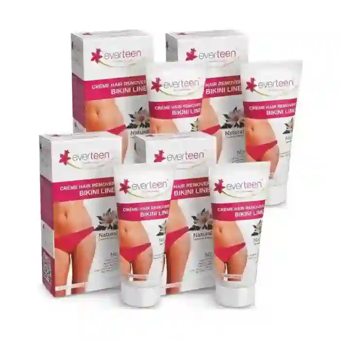 Buy 4 Packs everteen Natural Bikini Line Hair Remover Cream 50g Each With Chamomile for Bikini Line and Underarms in Women - everteen-neud.com