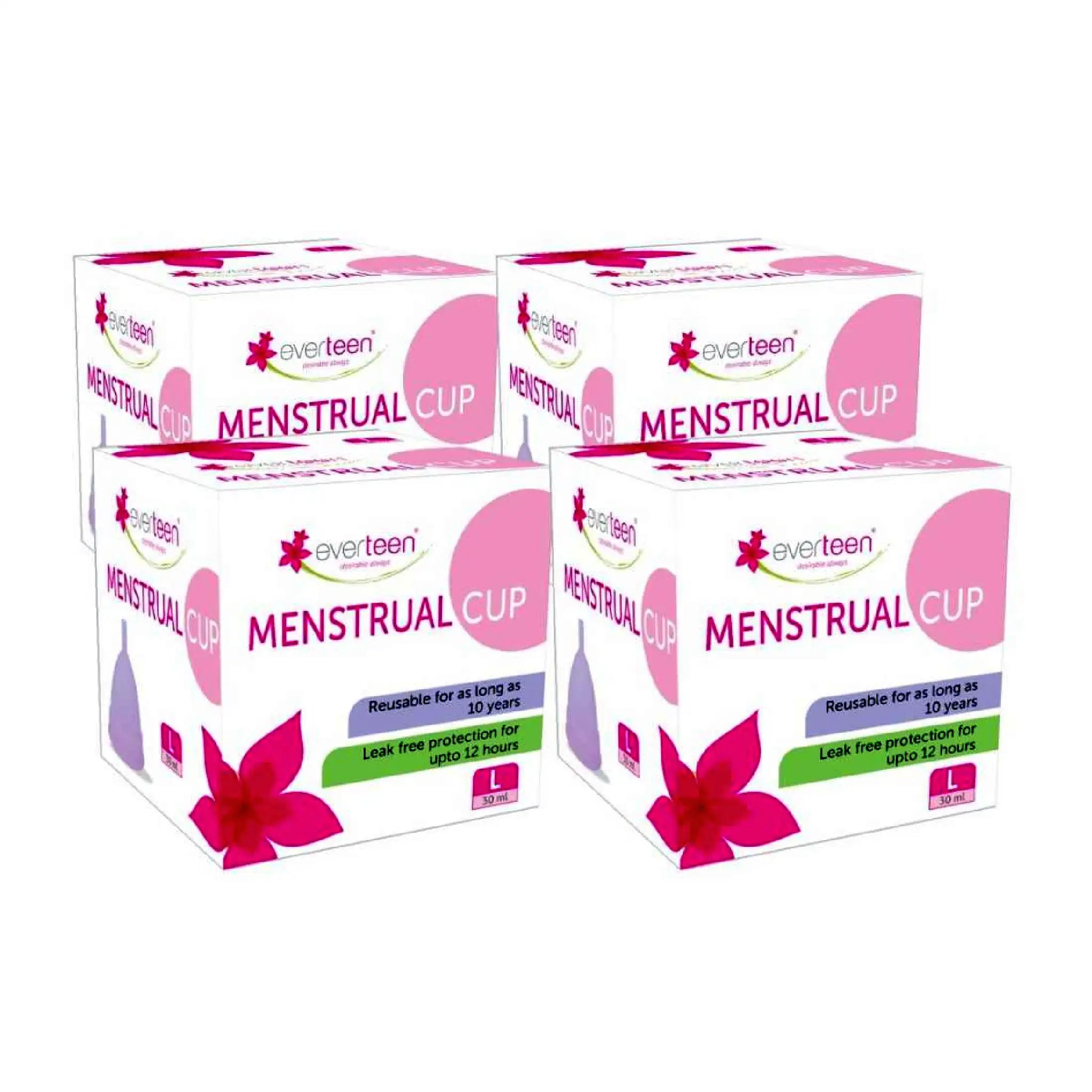 everteen Large Menstrual Cup for Periods in Women - 4 Packs (30ml Capacity)