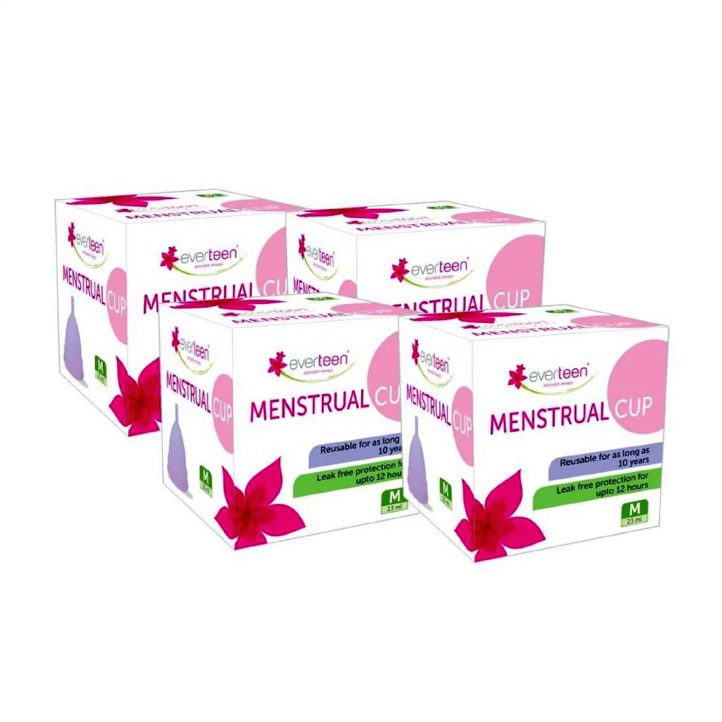everteen Medium Menstrual Cup for Periods in Women - 4 Packs (23ml Capacity)