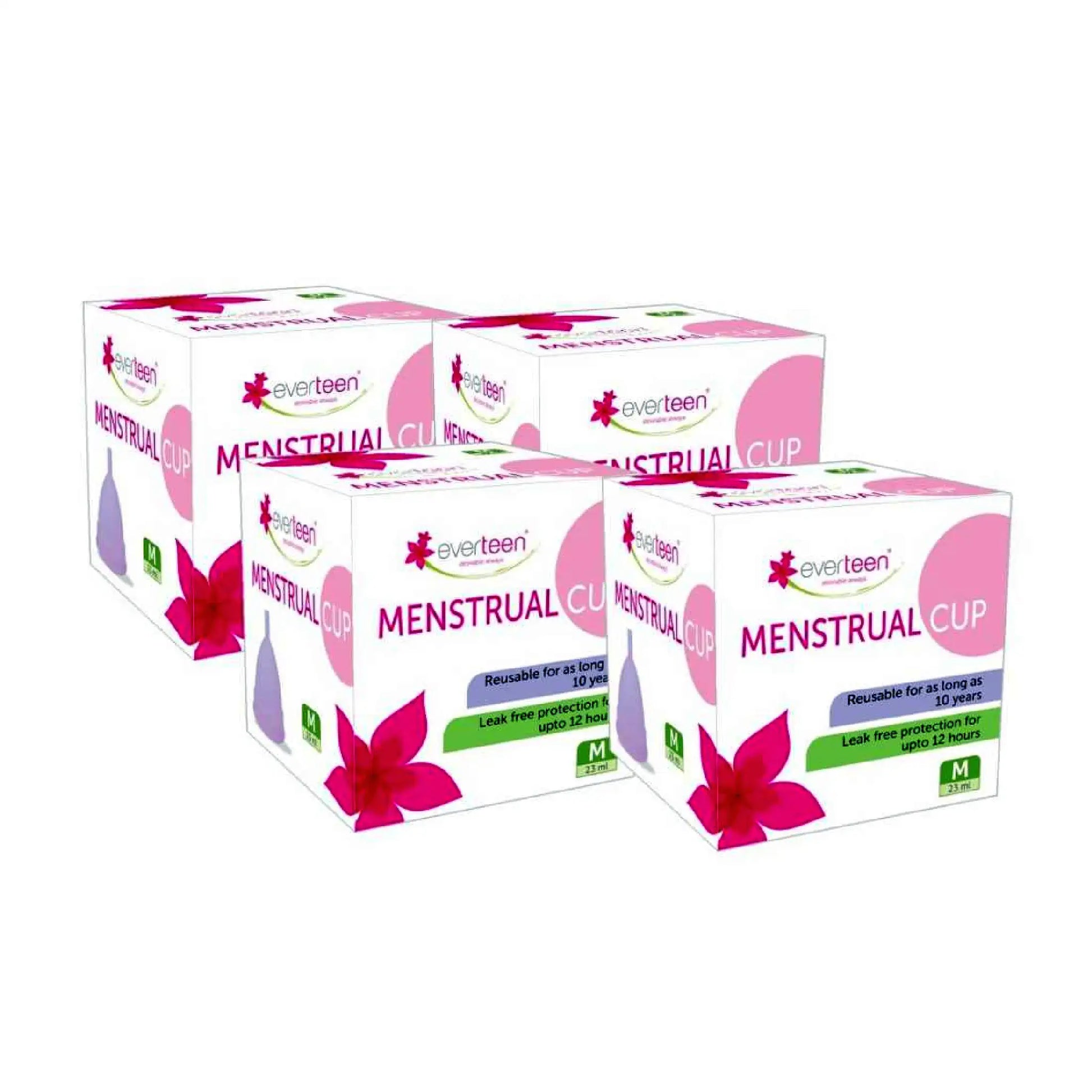 everteen Medium Menstrual Cup for Periods in Women - 4 Packs (23ml Capacity)