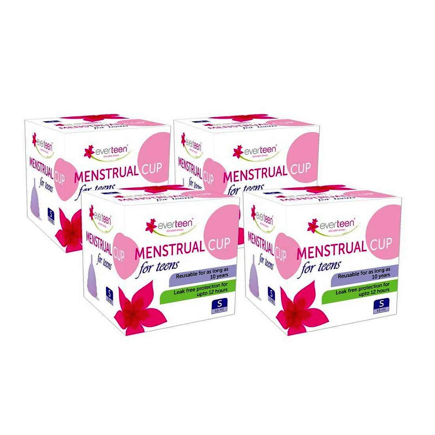 everteen Small Menstrual Cup for Periods in Women - 4 Packs (16ml Capacity)