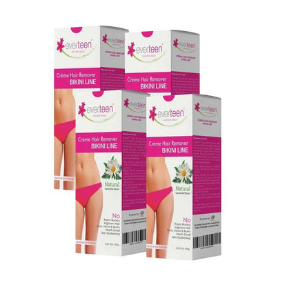 everteen Natural Bikini Line Hair Remover Cream For Women - 4x100g Pack